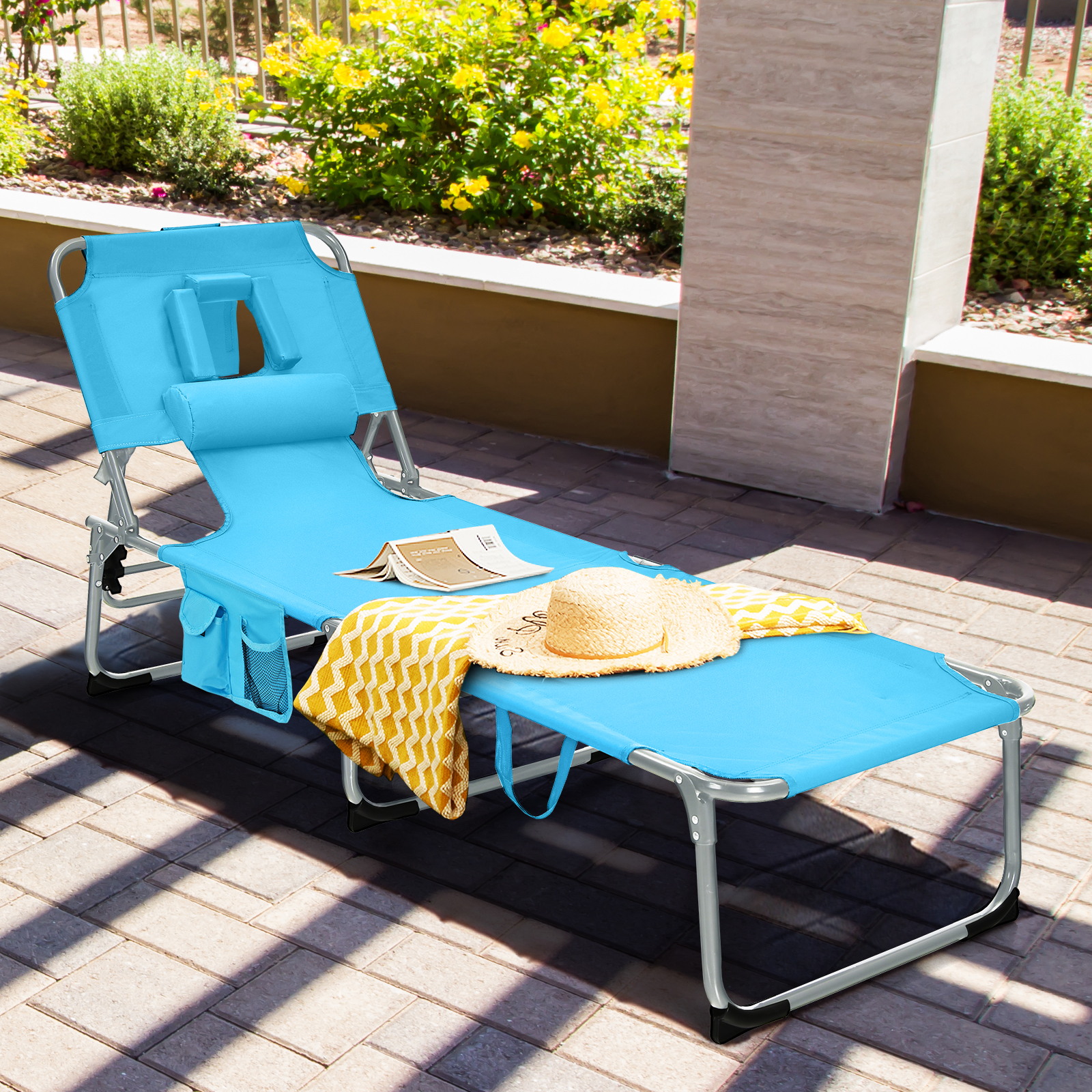 Patiojoy Beach Lounge Chair Reclining Chair with 5 Adjustable Positions - Picture 32 of 40