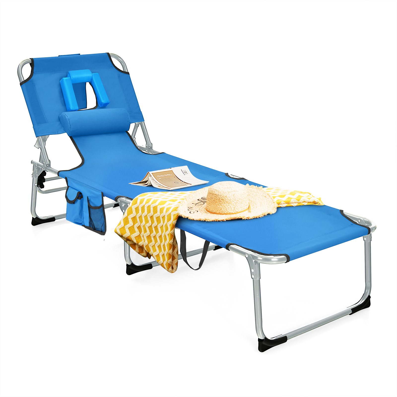 Patiojoy Beach Lounge Chair Reclining Chair with 5 Adjustable Positions - Picture 11 of 40