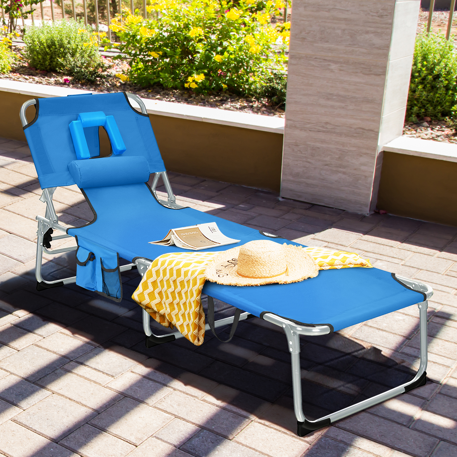 Patiojoy Beach Lounge Chair Reclining Chair with 5 Adjustable Positions - Picture 12 of 40
