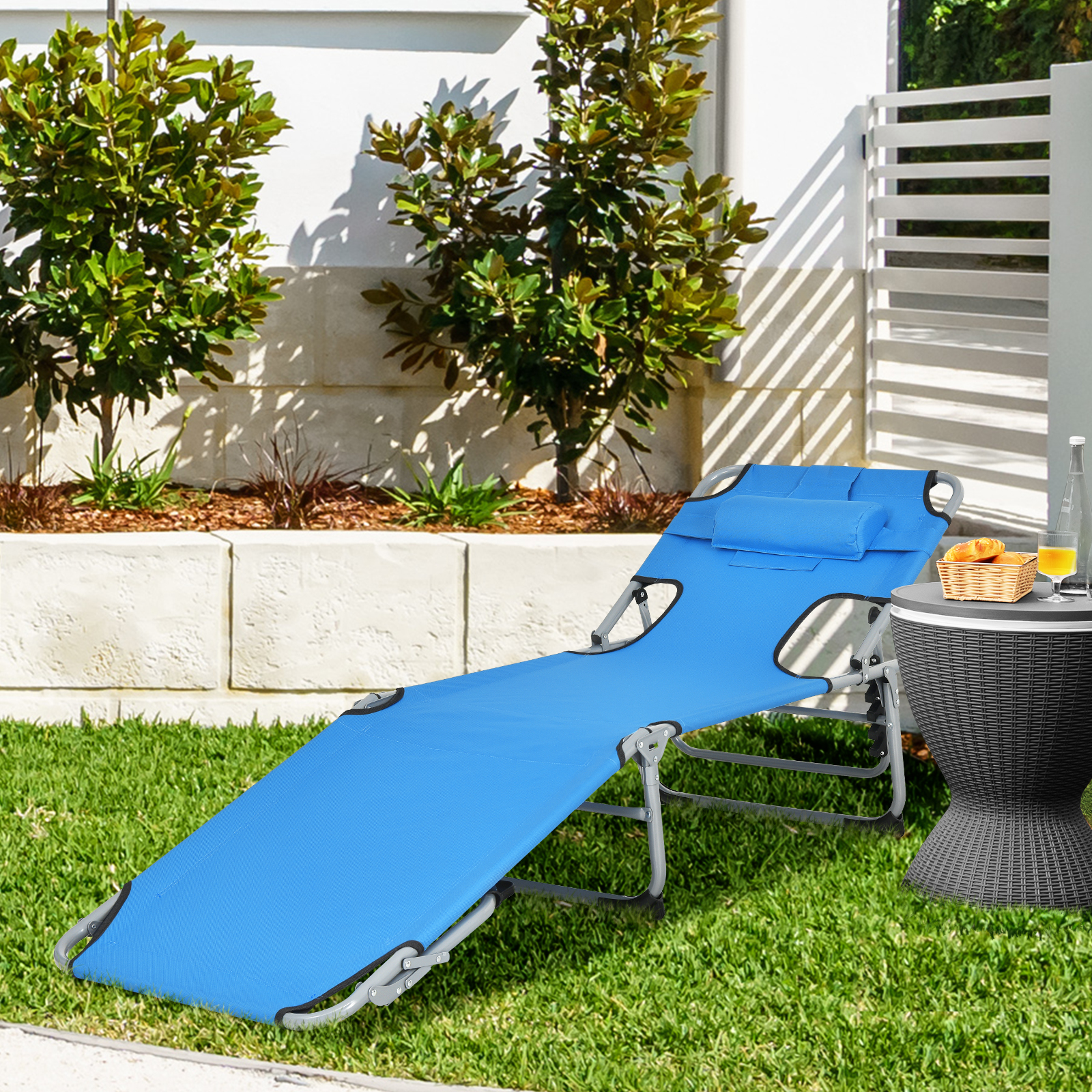 Patiojoy Beach Lounge Chair Reclining Chair with 5 Adjustable Positions - Picture 13 of 40
