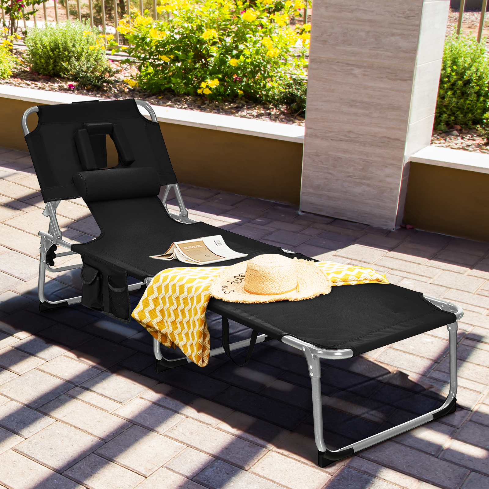 Patiojoy Beach Lounge Chair Reclining Chair with 5 Adjustable Positions - Picture 2 of 40