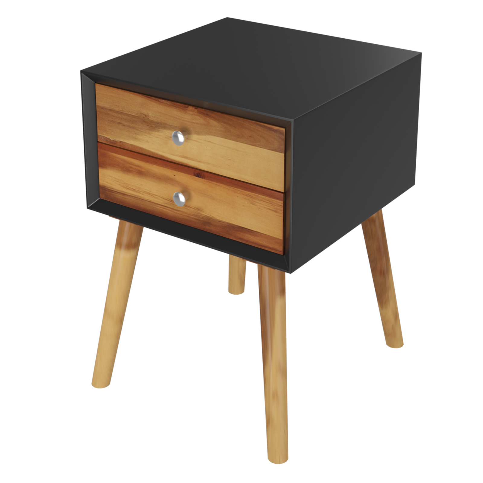 Topbuy Wooden Nightstand with 2 Storage Drawers Accent End Side Table for