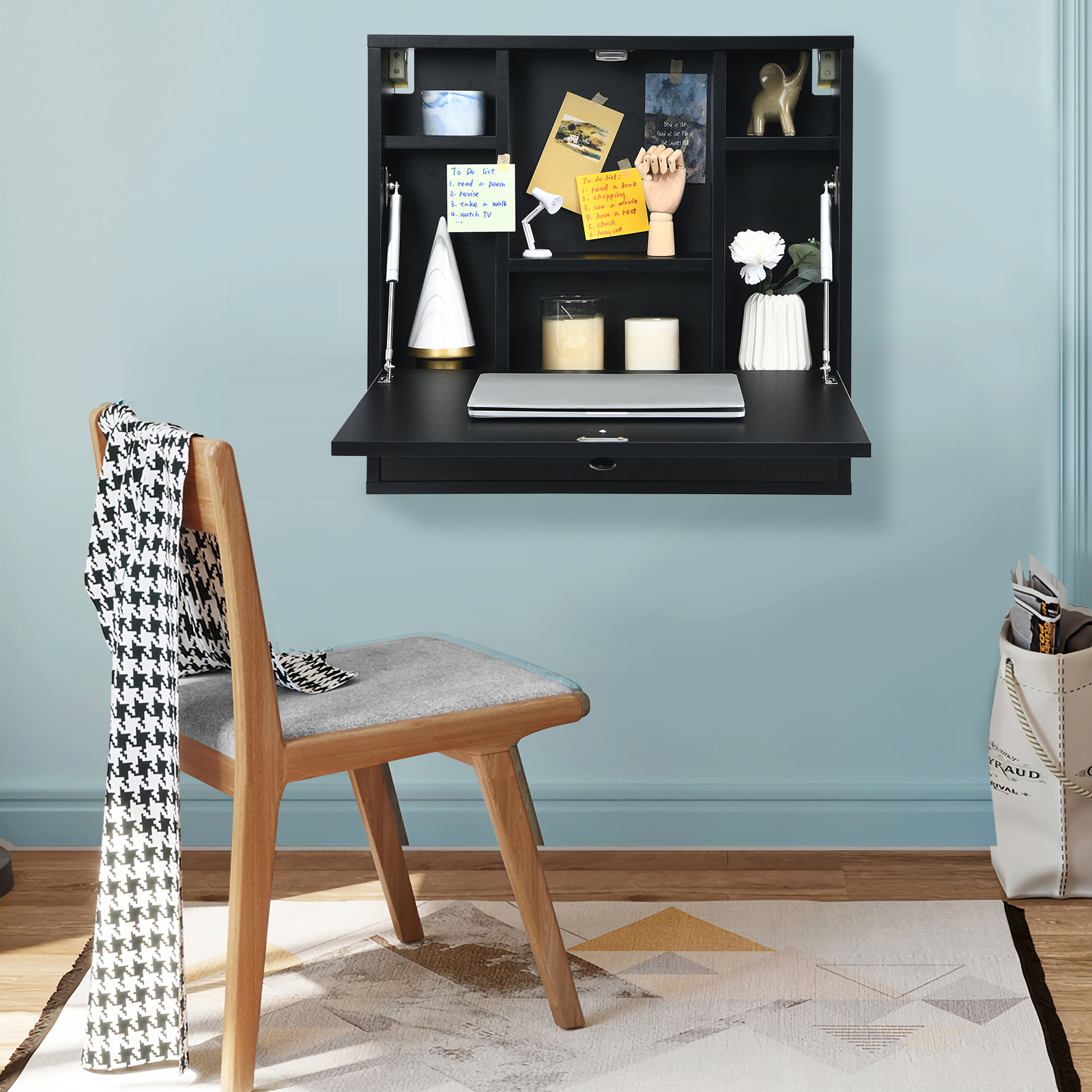 Topbuy Wall Mount Floating Desk Foldable Space Saving Laptop Workstation with