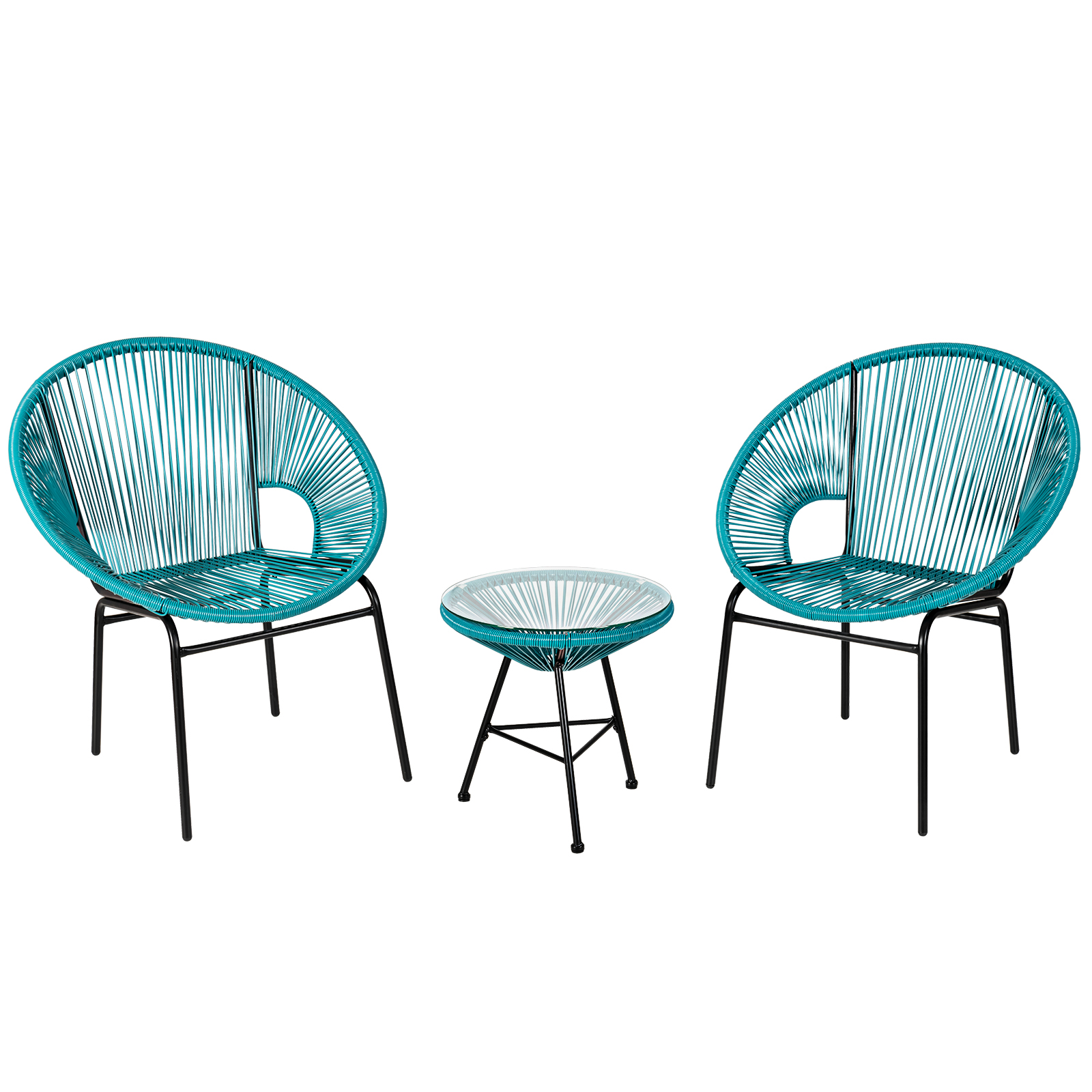 Topbuy 3 PCS Patio Furniture Set Outdoor PE Chairs & Table Set for Yard