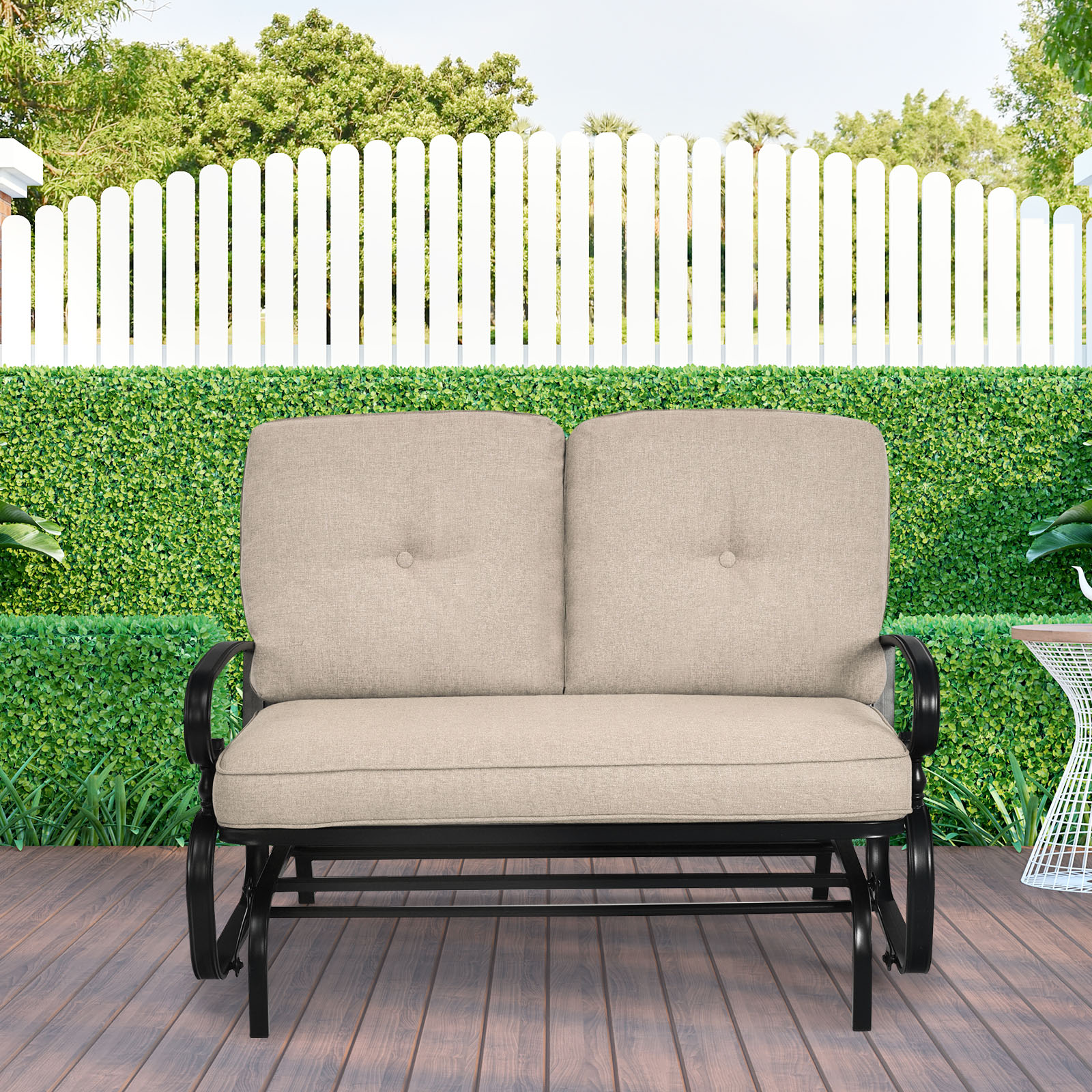Topbuy 2-Person Outdoor Bench Patio Swing Glider Chair with Cushions Rocking - Picture 14 of 18