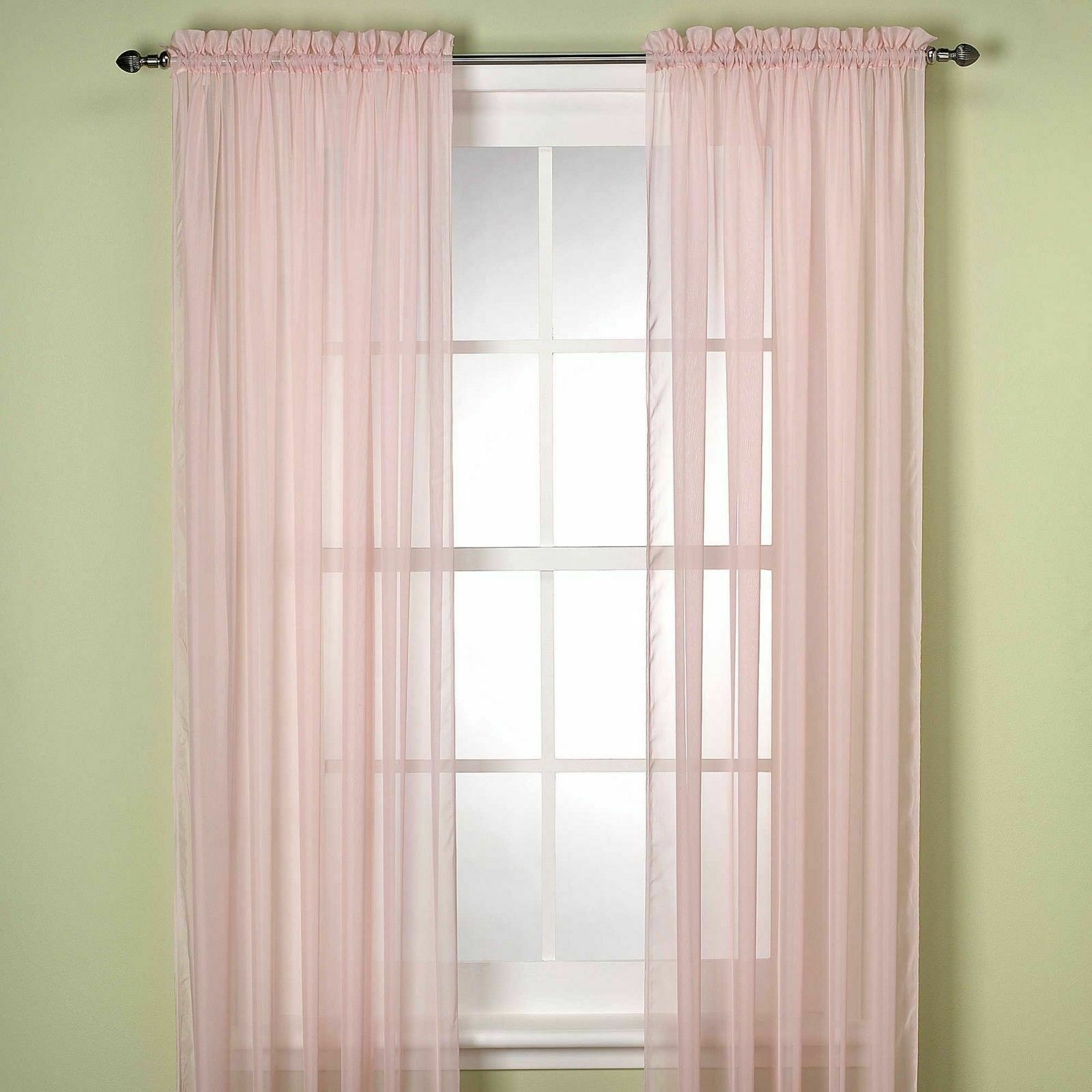 New Stylemaster Elegance Sheer Voile Rod Pocket Curtain Panel 60" x 63" in Pink eBay