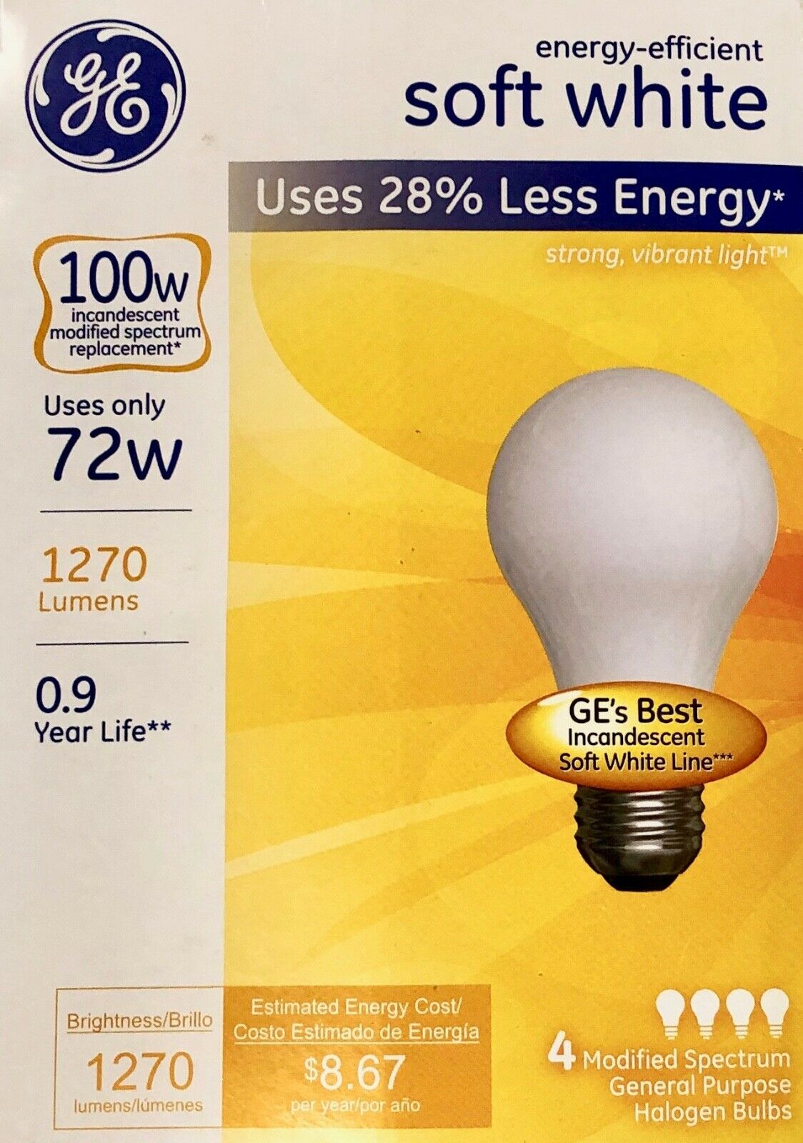 New Case of 48 100W Incandescent Modified Spectrum Replacement Light