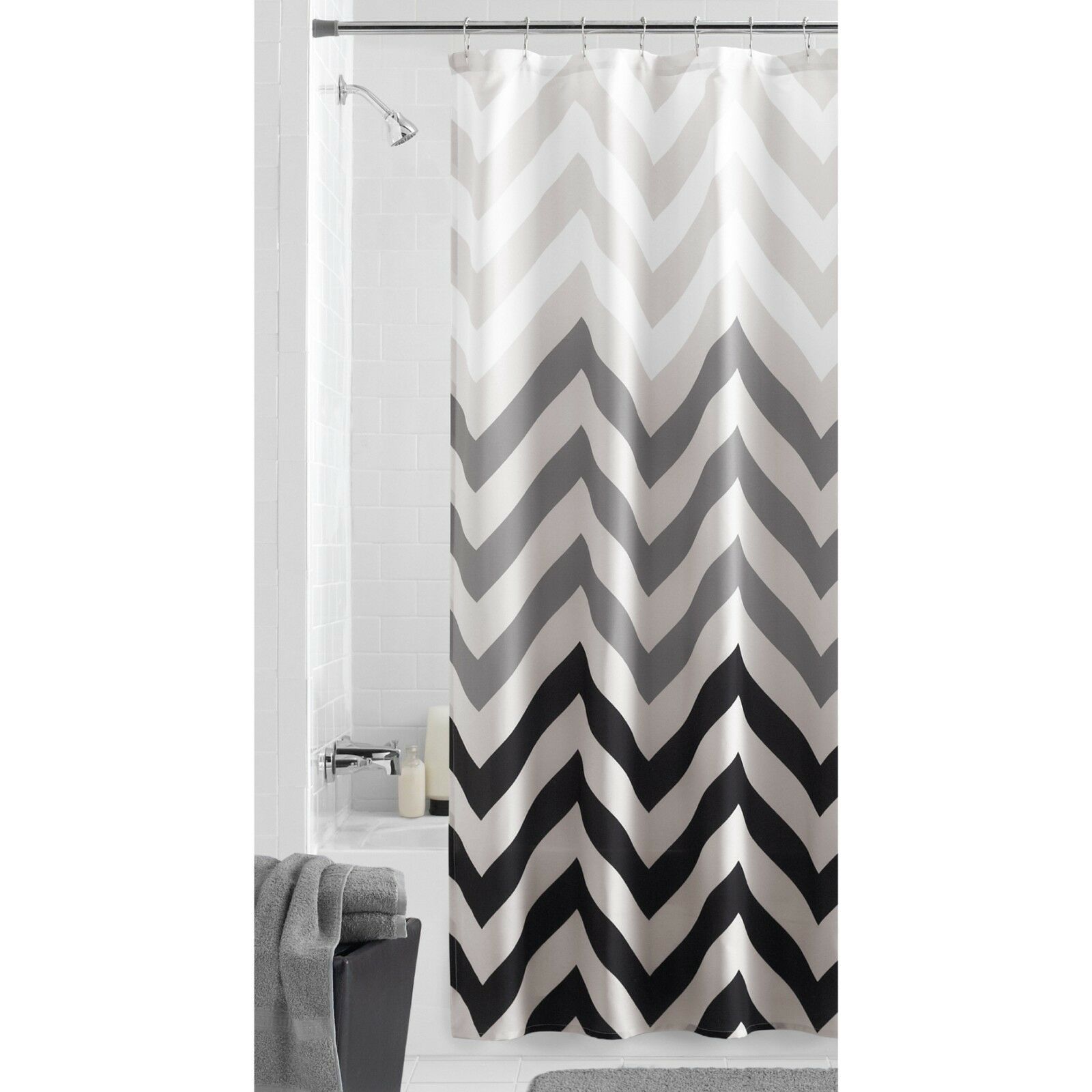 New Mainstays Flux Chevron Fabric Shower Curtain Standard Size 70