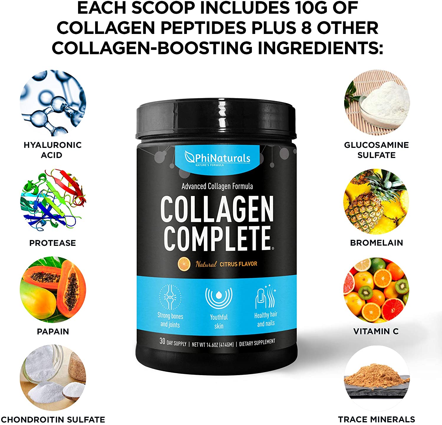 Collagen Complete Powder Mix Advanced Collagen Formula [Citrus] 30 Day