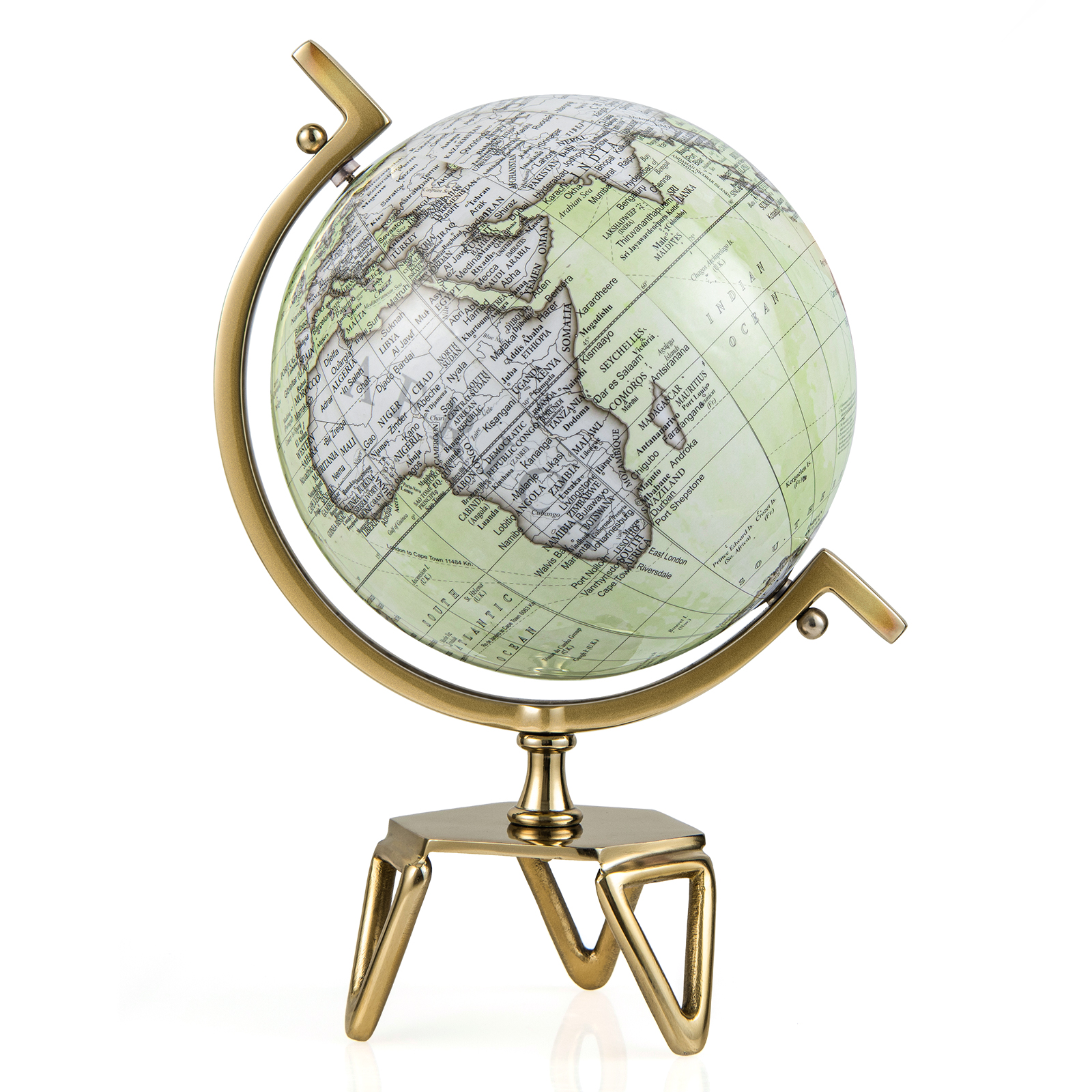 Globo mundial giratorio geográfico de 10" con soporte de metal triángulo meridiano educativo - Imagen 1 de 9