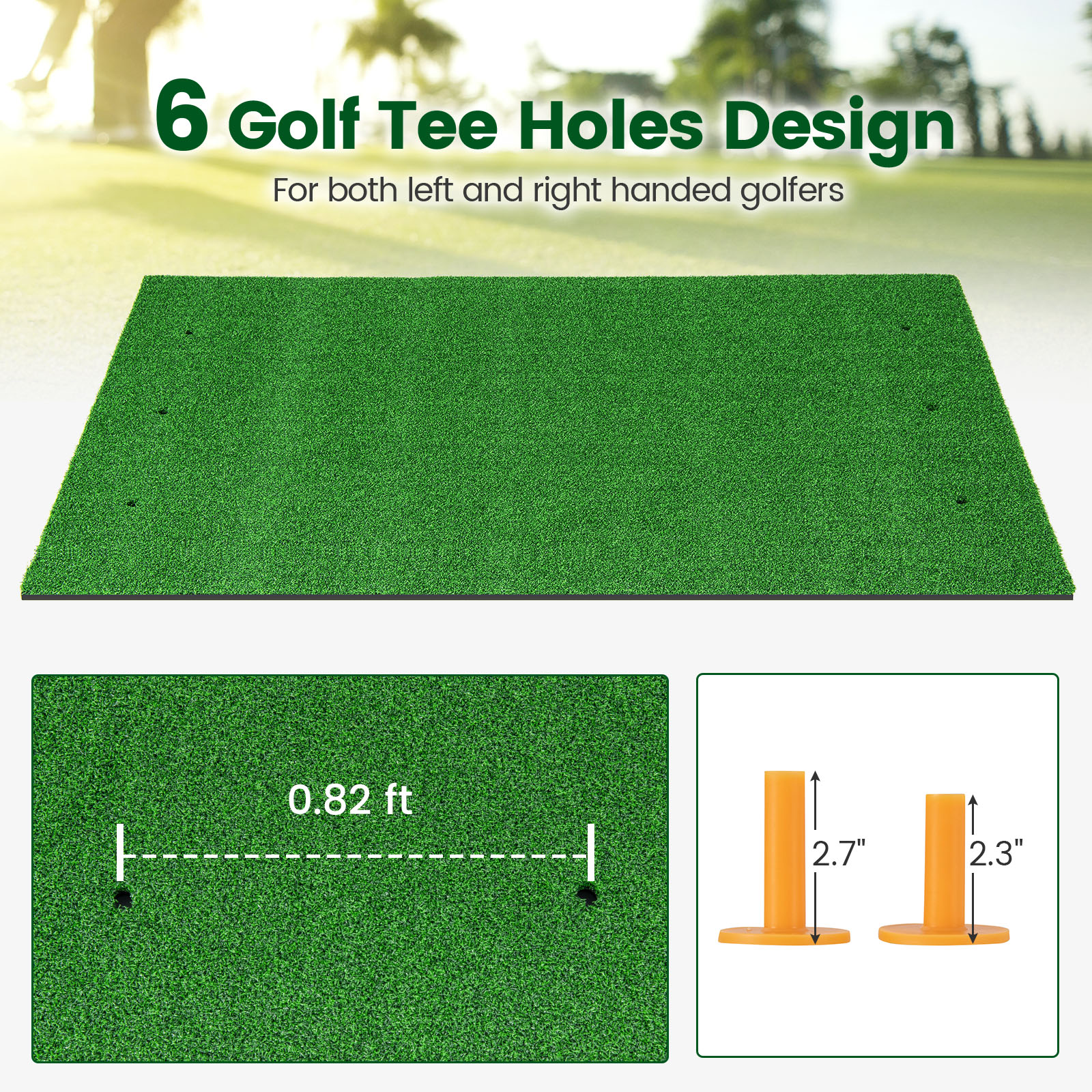 Alfombra de golf césped artificial práctica interior exterior con 2 camisetas de goma - Imagen 23 de 68
