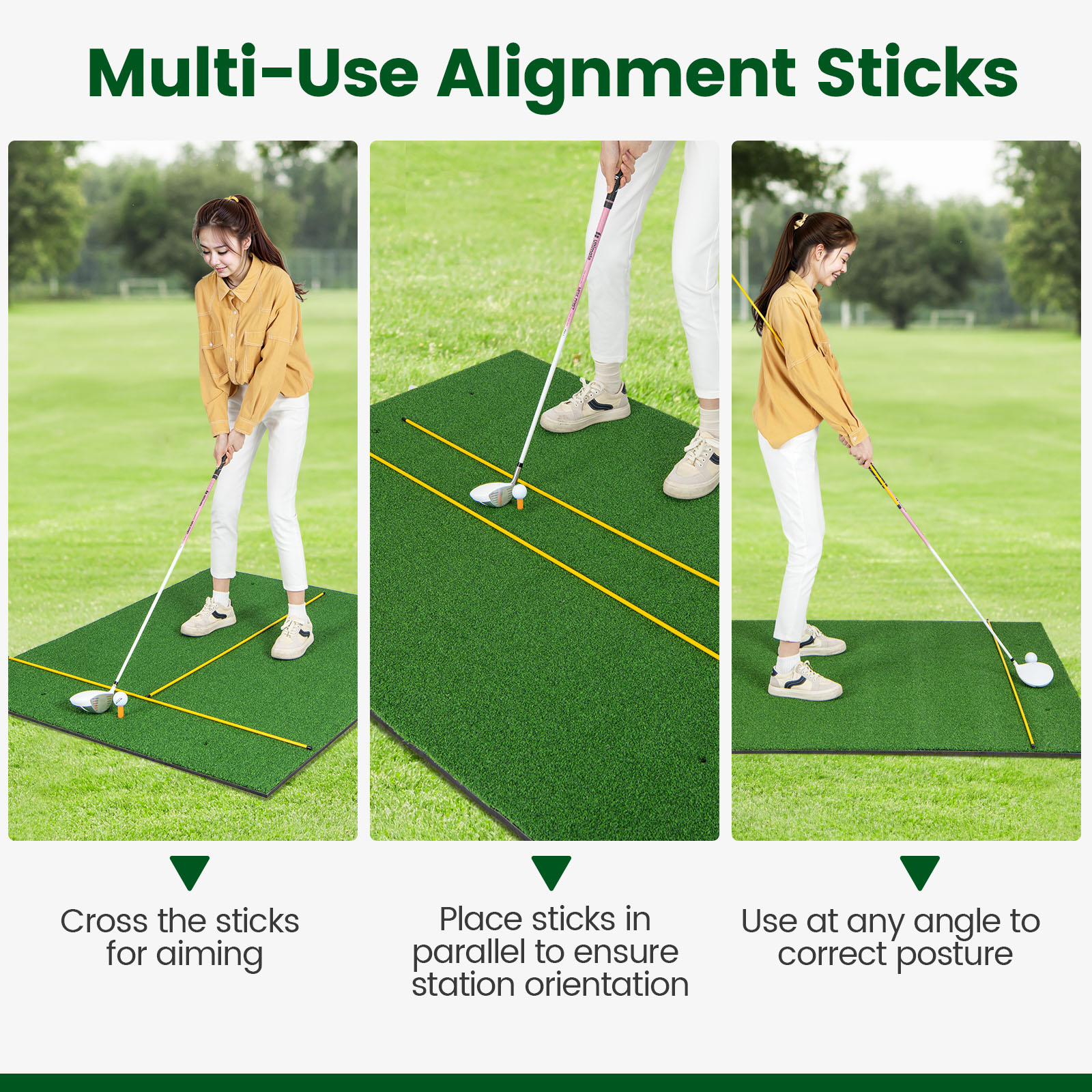 Alfombra de golf césped artificial práctica interior exterior con 2 camisetas de goma - Imagen 58 de 68