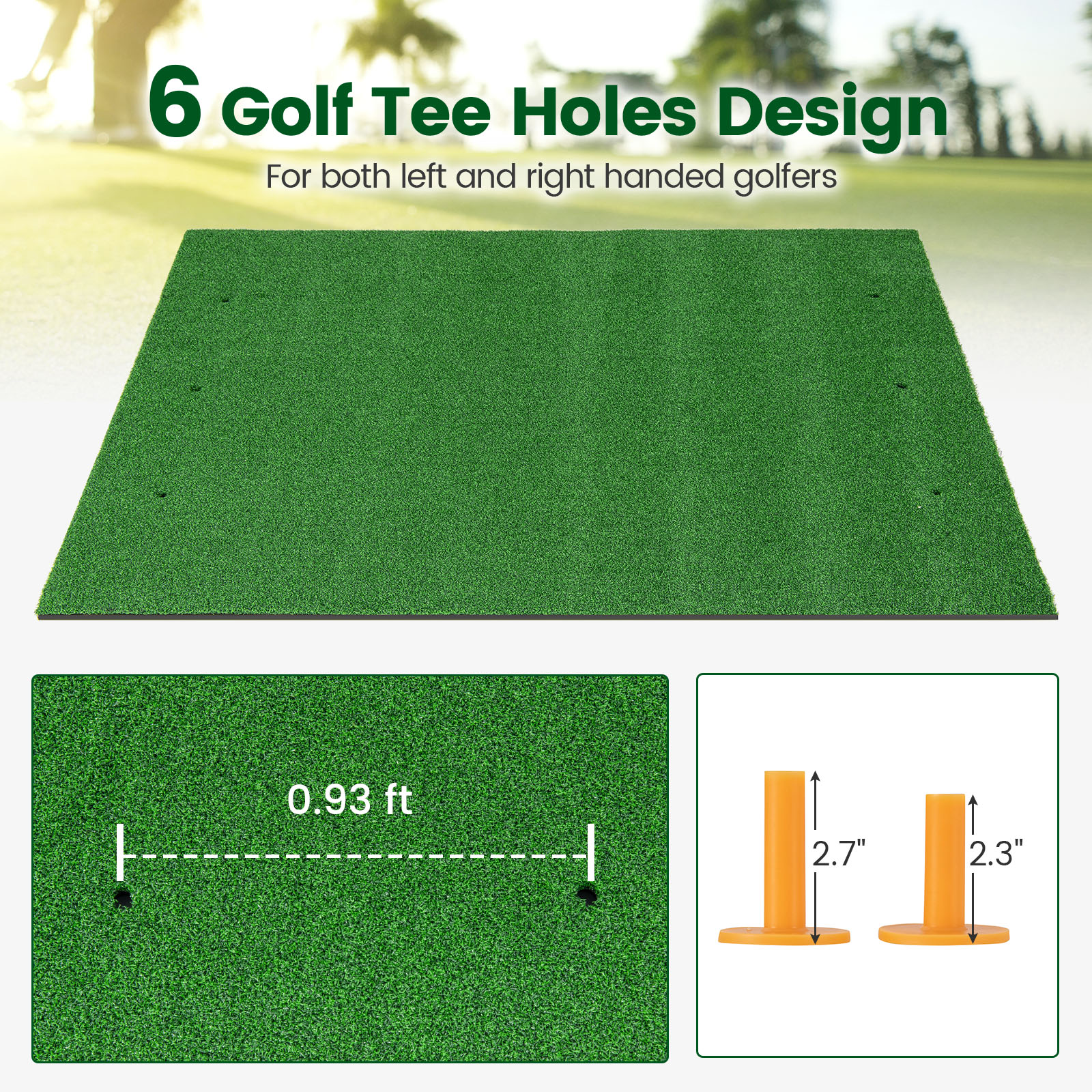 Alfombra de golf césped artificial práctica interior exterior con 2 camisetas de goma - Imagen 59 de 68