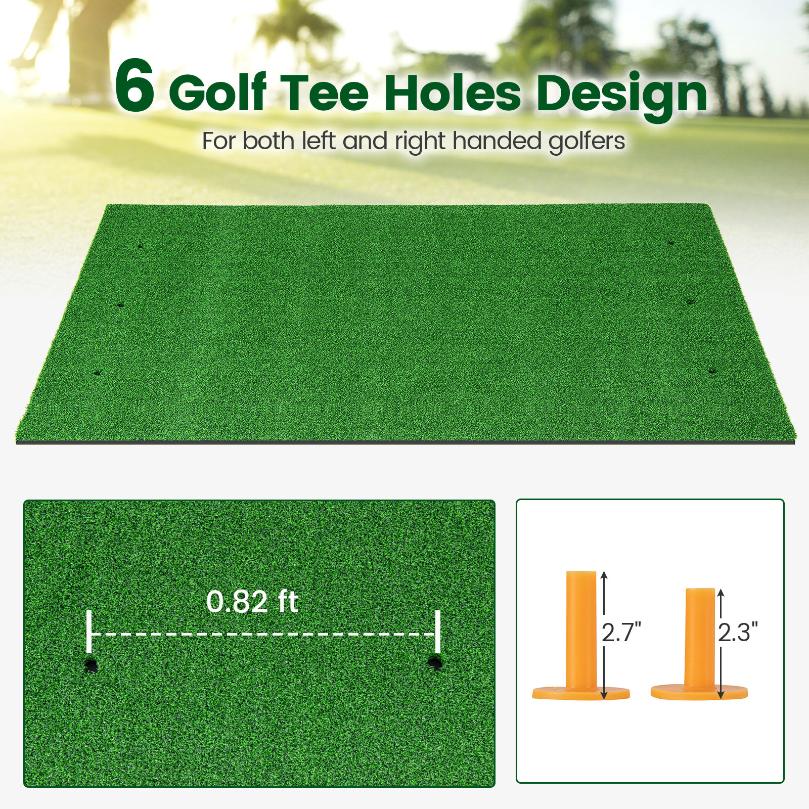 Alfombra de golf césped artificial práctica interior exterior con 2 camisetas de goma - Imagen 32 de 68