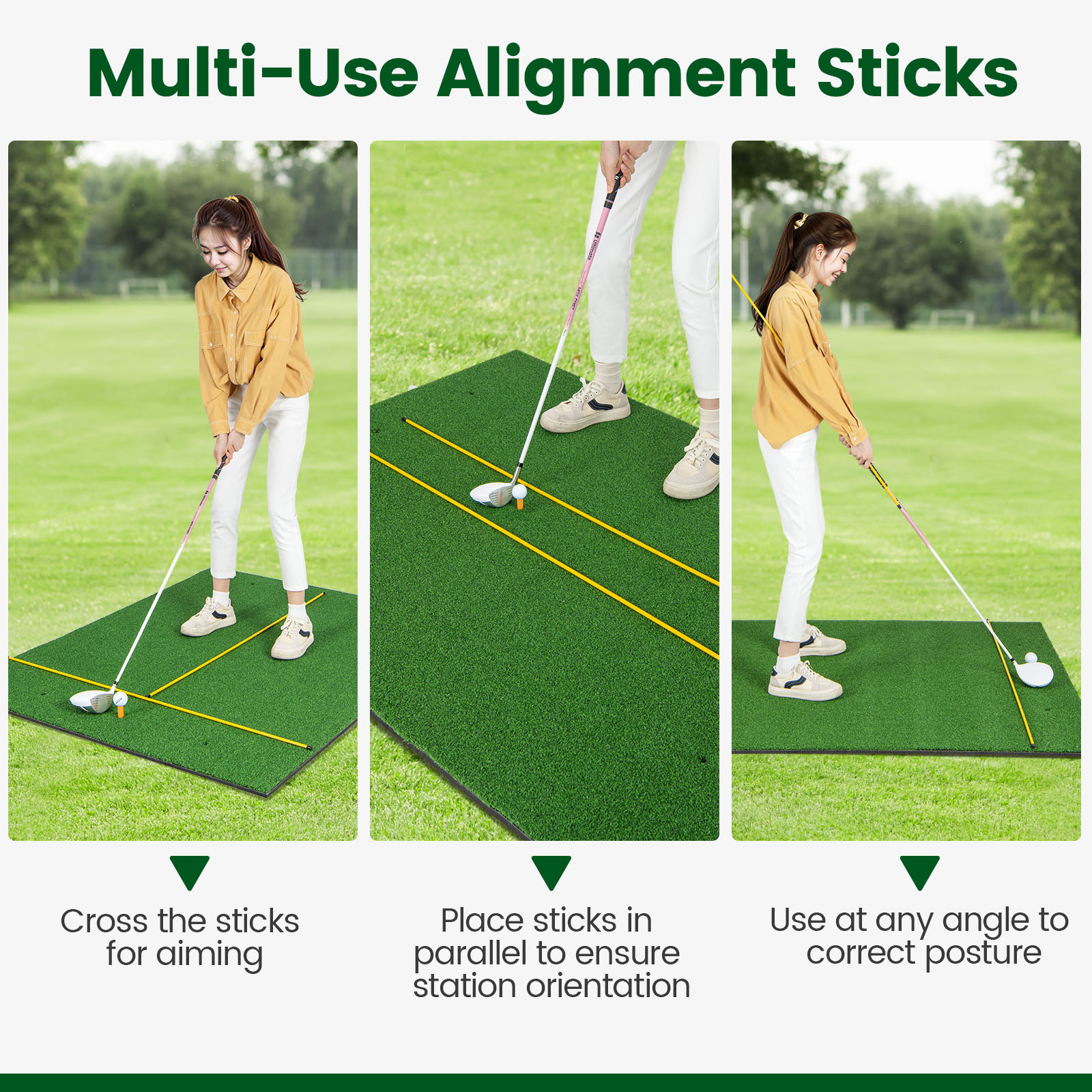 Alfombra de golf césped artificial práctica interior exterior con 2 camisetas de goma - Imagen 65 de 68