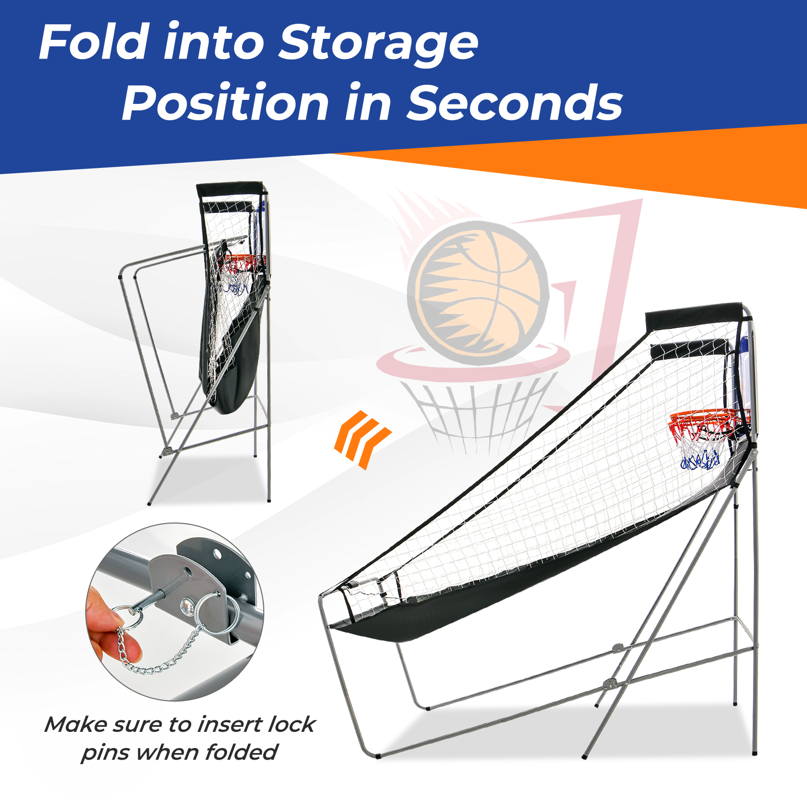 Dual Shot Basketball Arcade Spiel mit 4 Bällen elektronische Wertung blau - Bild 10 von 10