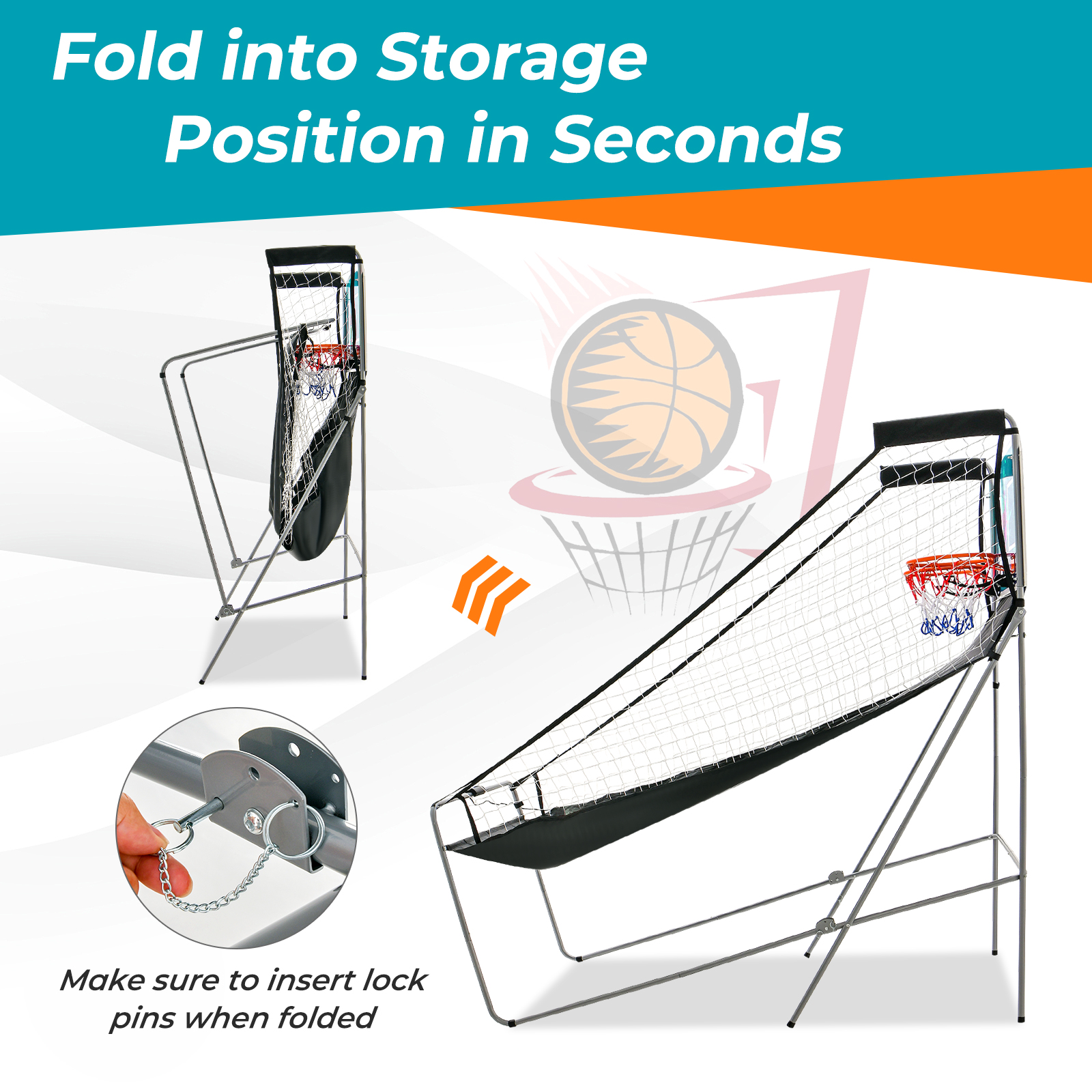 Dual Shot Basketball Arcade Spiel mit 4 Bällen elektronische Wertung grün - Bild 10 von 10