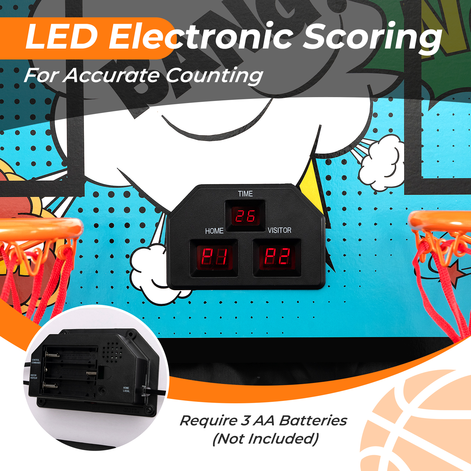 Dual Shot Basketball Arcade Spiel mit 4 Bällen elektronische Wertung grün - Bild 6 von 10