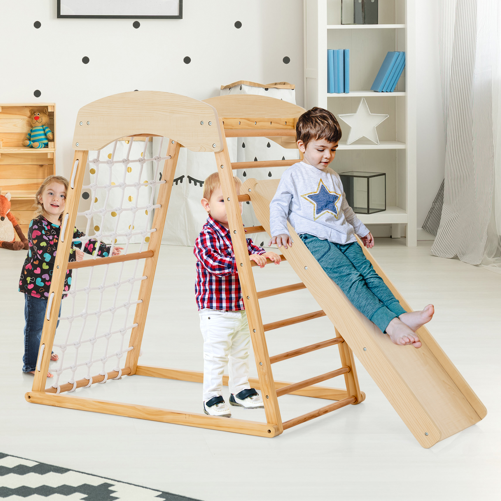 Rops Rods 6-in-1 Jungle Gym Montessori Play Set Climbing Stakes Cotton Ropes Rods ...