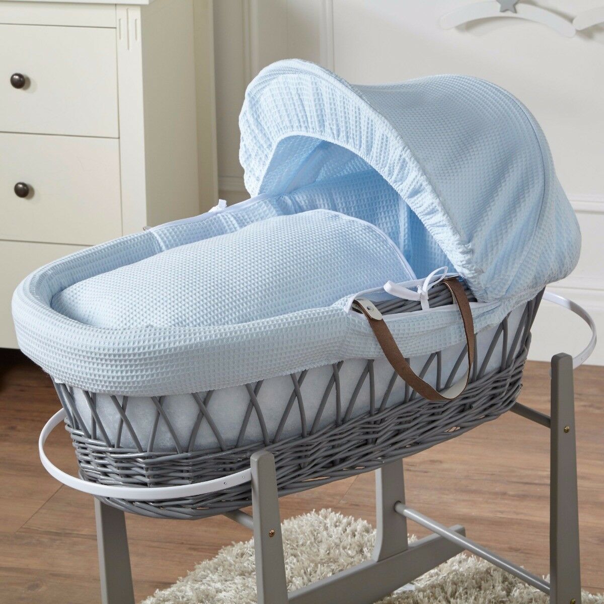 grey rocking moses basket