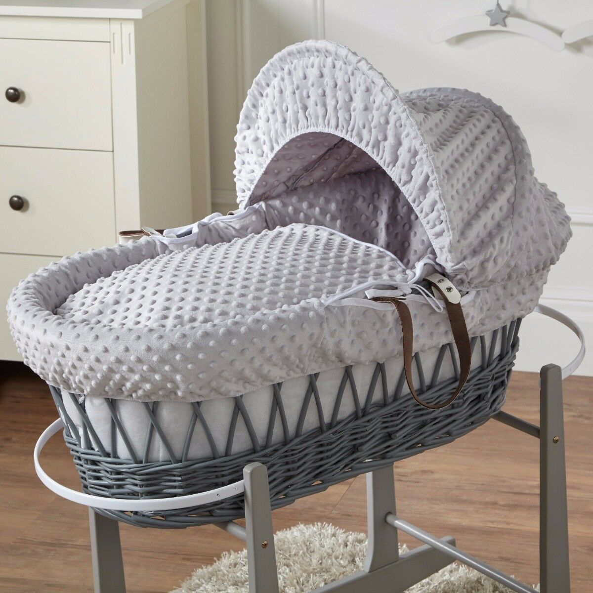 Grey Dimple Grey Wicker Moses Basket eBay