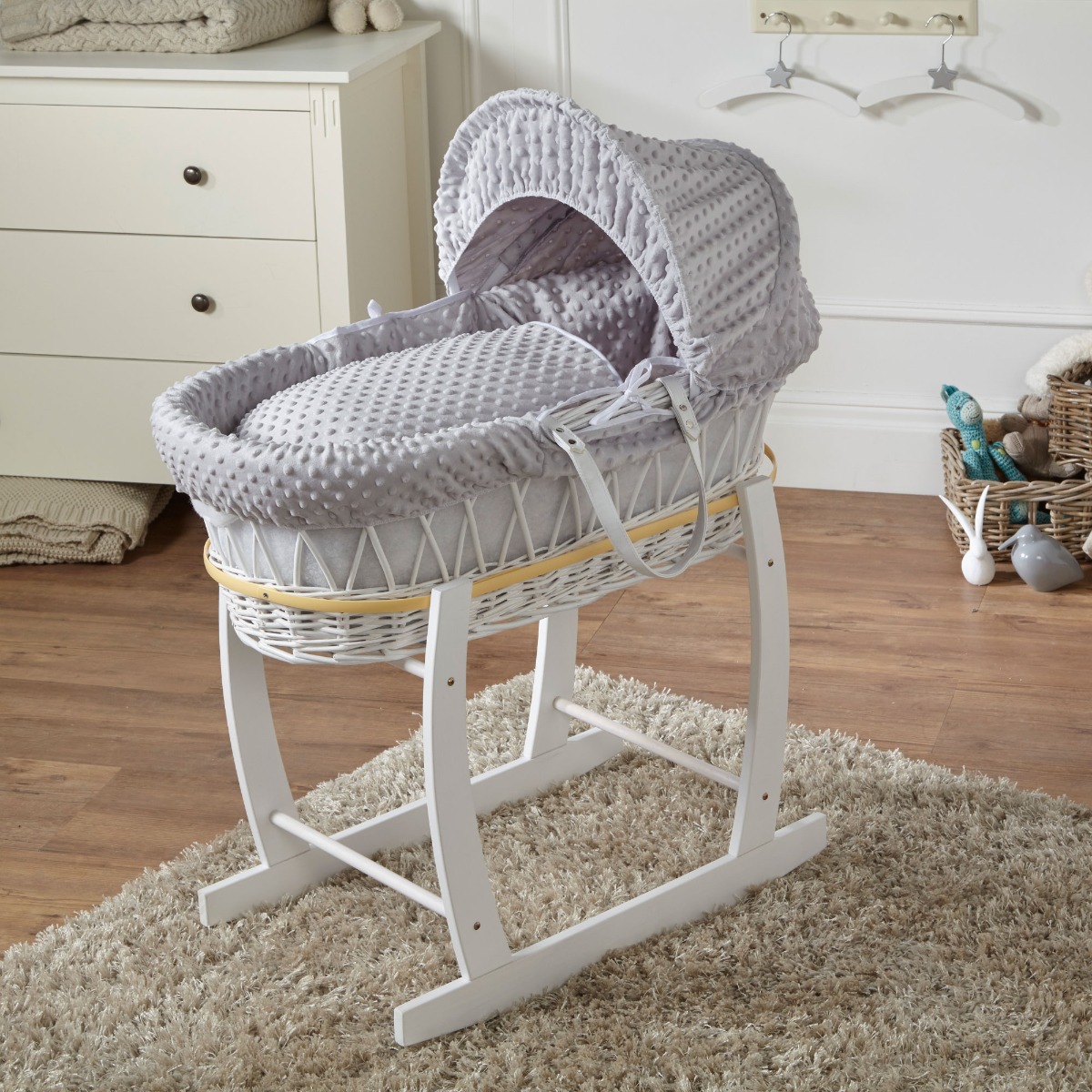Luxury Baby Wicker Moses Basket Full Set with Rocking Stand eBay