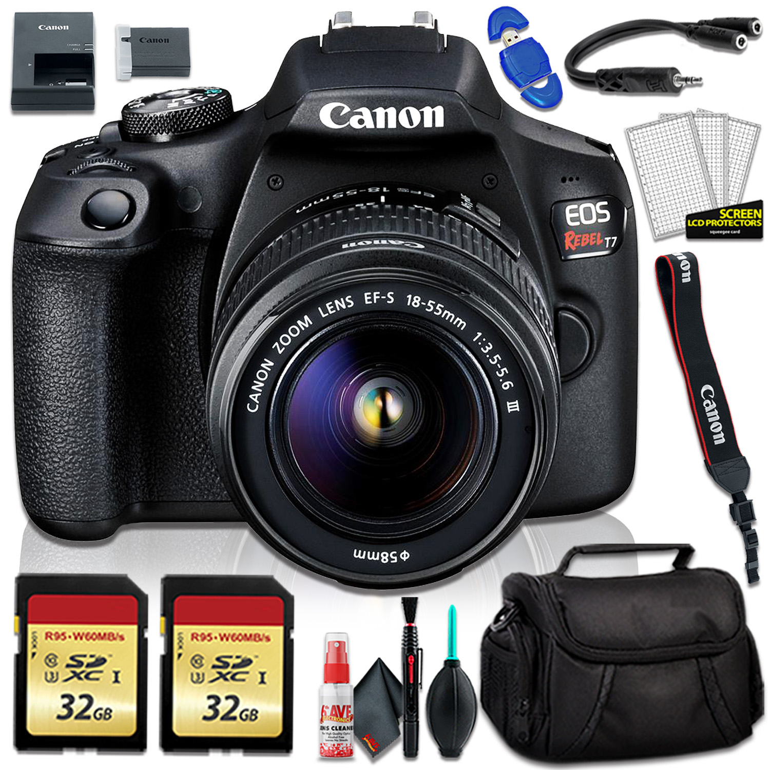 Canon EOS Rebel T7 DSLR Camera w/1855mm Lens Deluxe Bundle 03