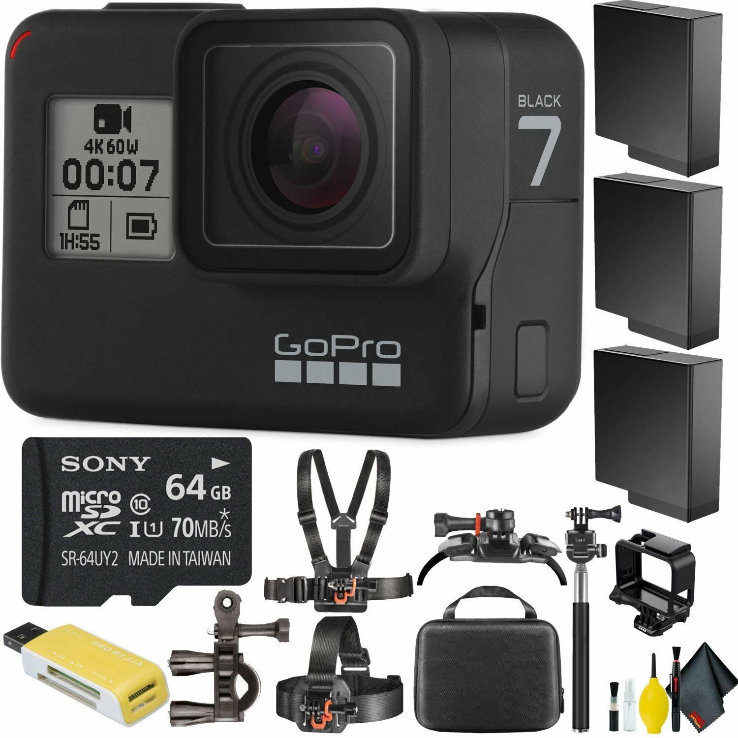GoPro HERO7 Black + Extreme Action Kit + 64GB Memory Card eBay