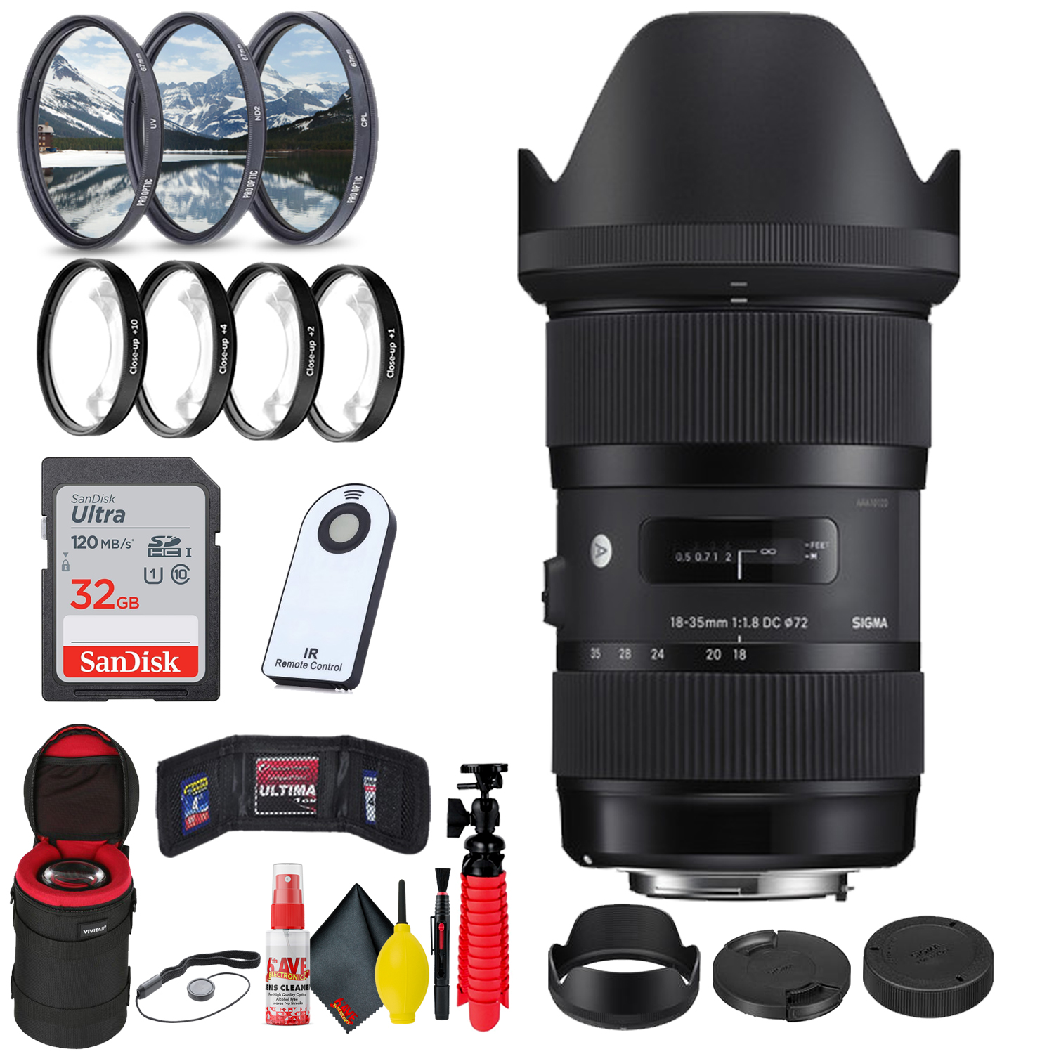 Sigma 18-35mm f/1.8 DC HSM Art Lens for Canon EF + 32GB SD Card