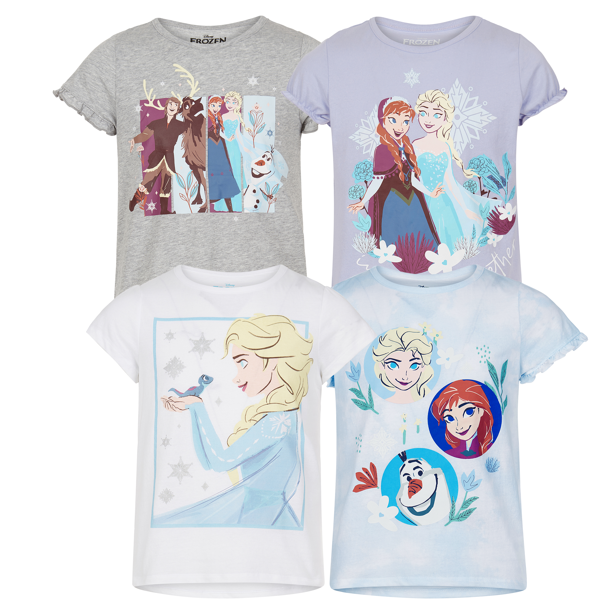 Disney Girls' Princess T-Shirts 4 Pack Short Sleeve Graphic Tee - Picture 20 of 31