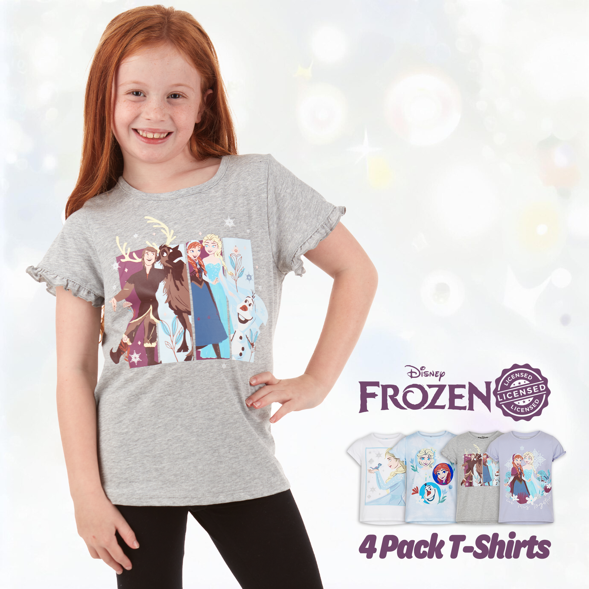 Disney Girls' Princess T-Shirts 4 Pack Short Sleeve Graphic Tee - Picture 24 of 31