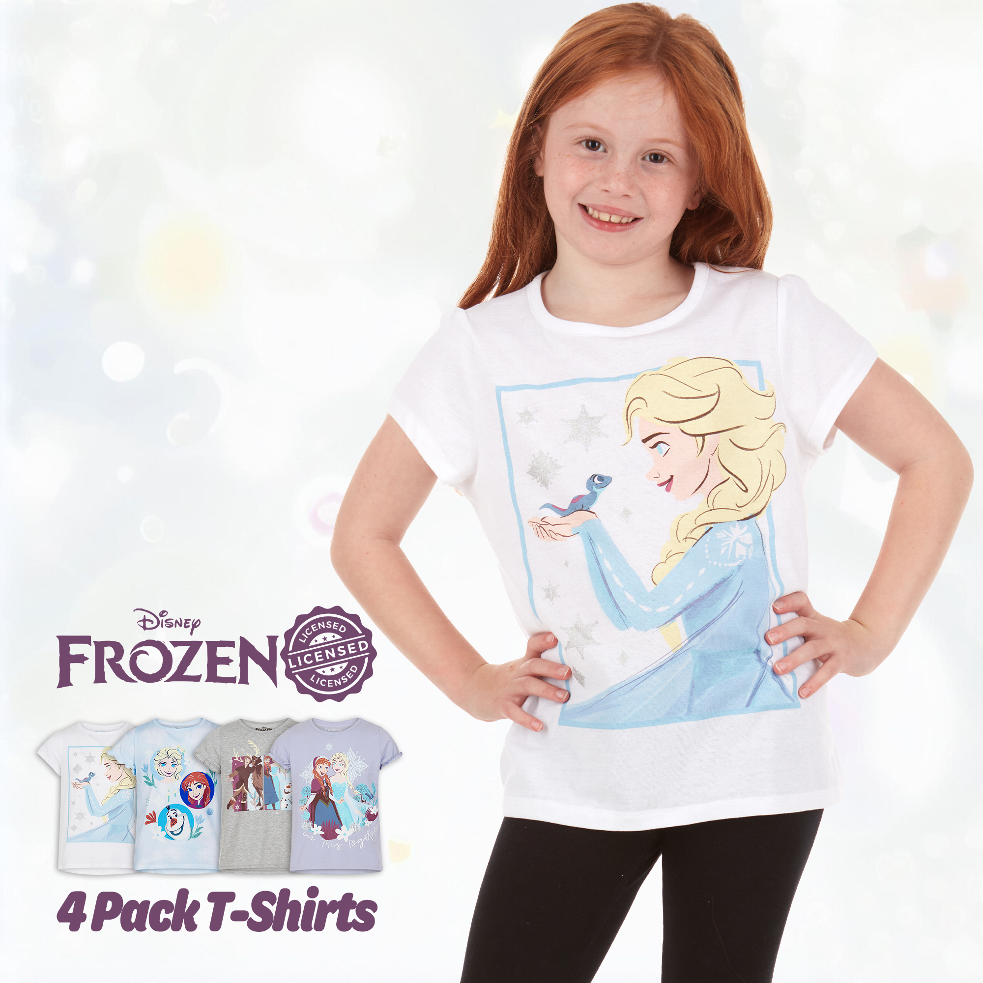 Disney Girls' Princess T-Shirts 4 Pack Short Sleeve Graphic Tee - Picture 25 of 31
