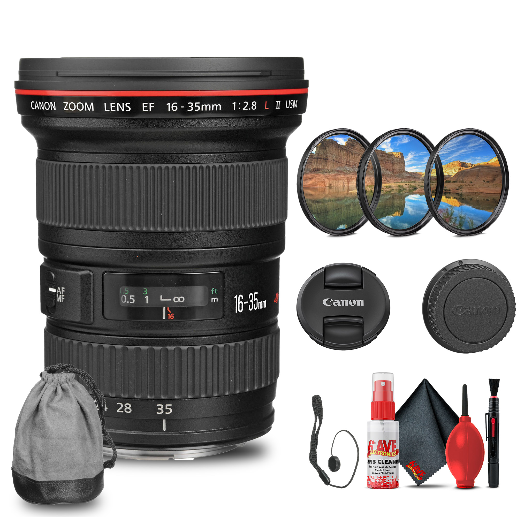 Canon EF 16-35mm f/2.8L II USM Lens with Filter kit + Cleaning Kit