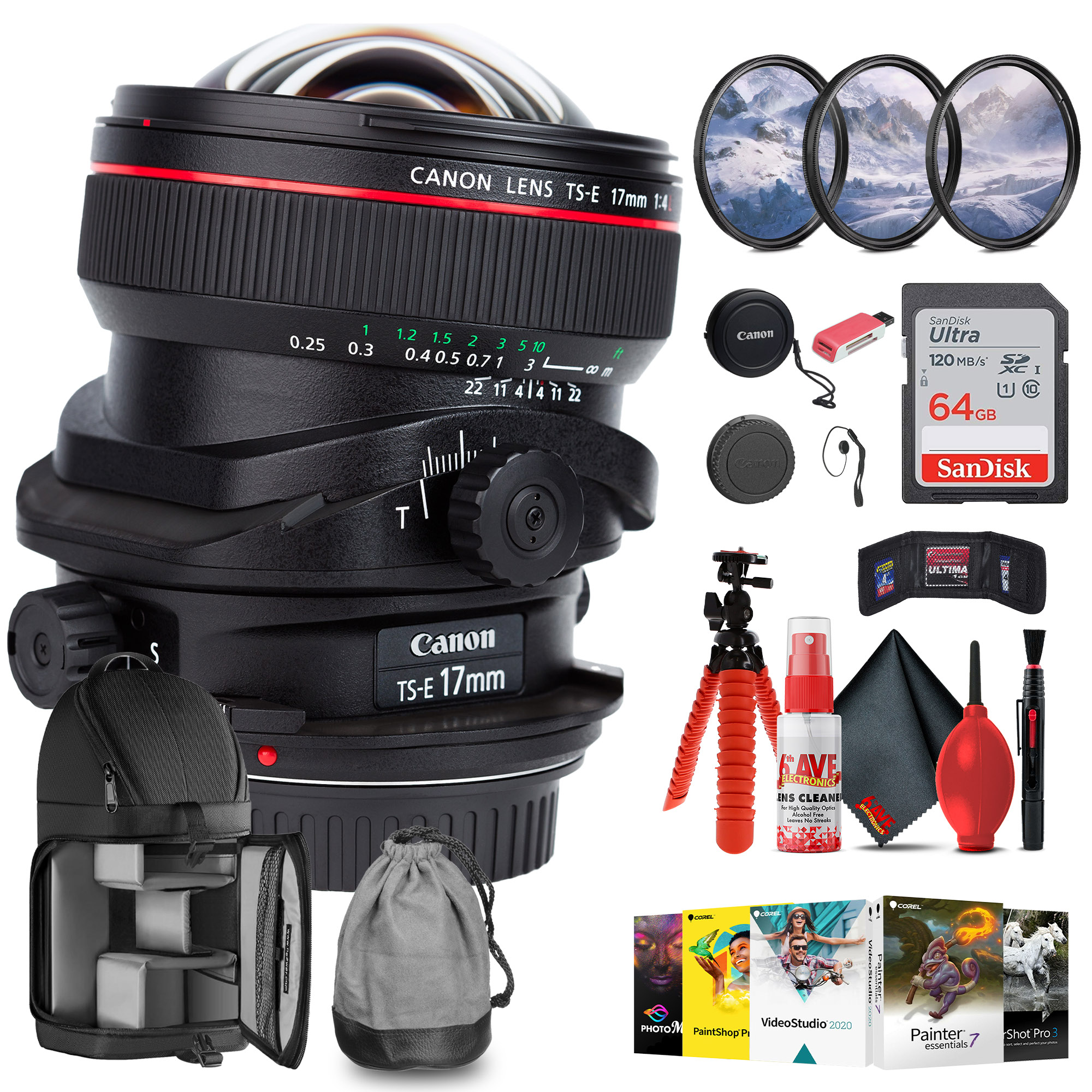 Canon TS-E 17mm f/4L Tilt-Shift Lens with 64GB Extreme Pro Card +