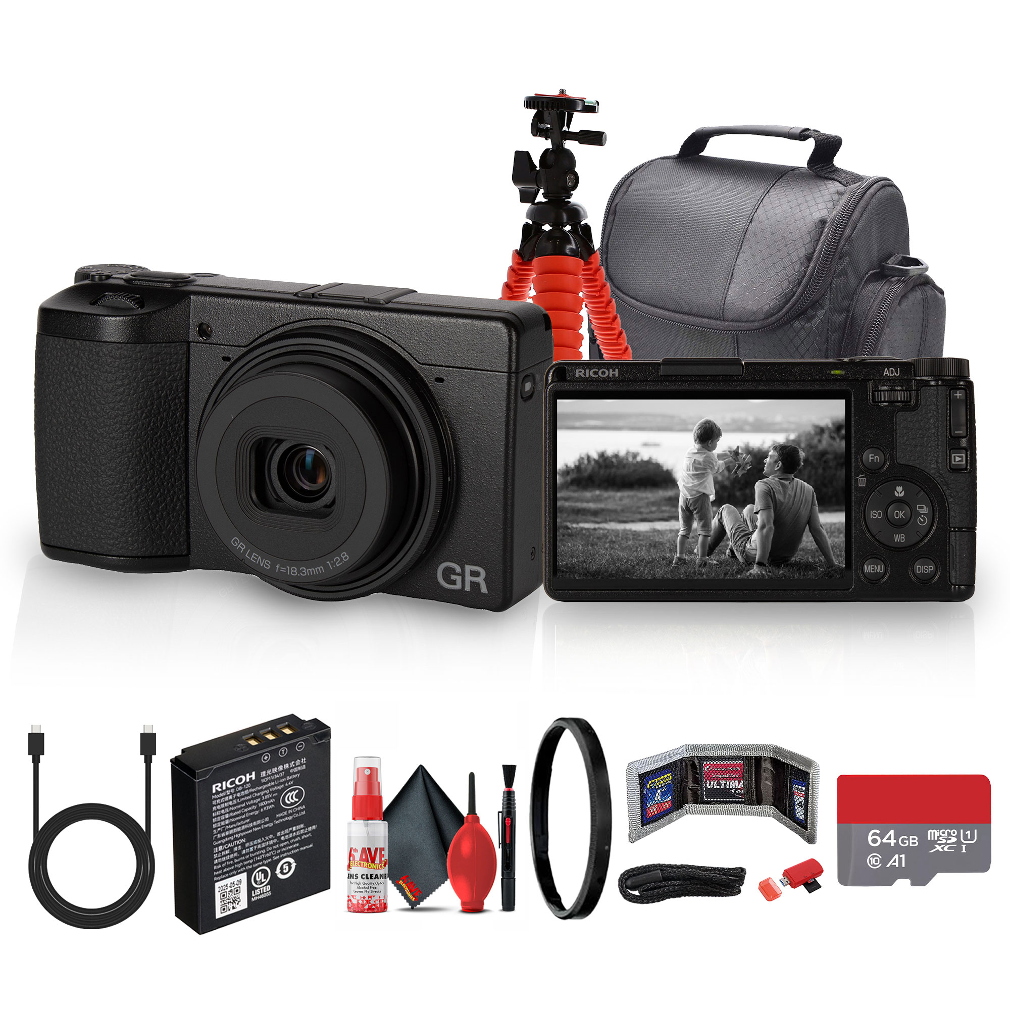 Ricoh GR IV Monochrome Digital Camera with fast AF f2.8 Lens, 25.7