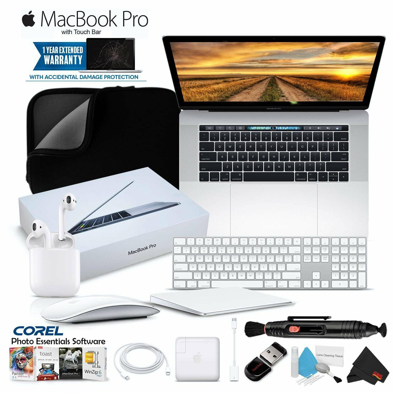 Apple 15.4" MacBook Pro Laptop (MR962LL/A) Silver + Accessories