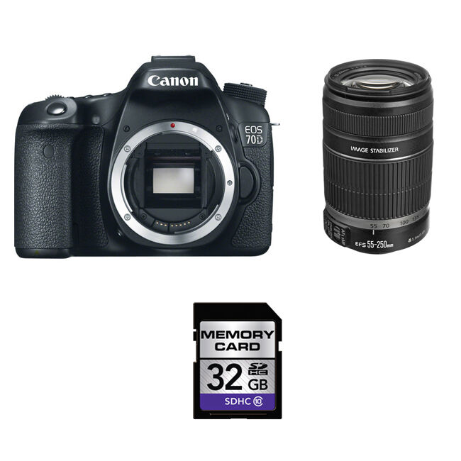 Canon EOS 70D ➕55～250mm Canon EOS 70D DSLR Camera w/55-250mm Lens & 32GB SDHC Card