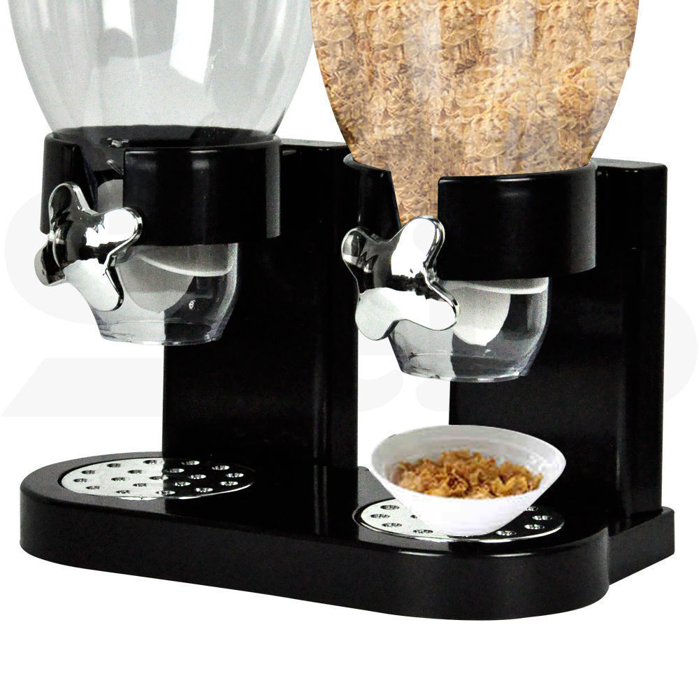 Double Cereal Dispensers Dry Food Storage Container Dispense Machine
