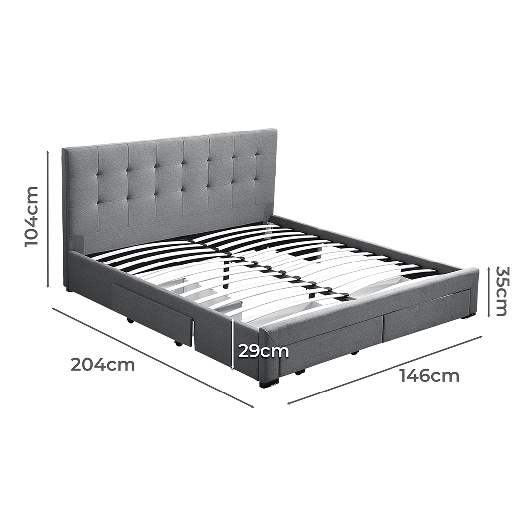 Levede Wooden Bed Frame Double Queen King Fabric Storage Mattress Base Gas Lift - Picture 101 of 159