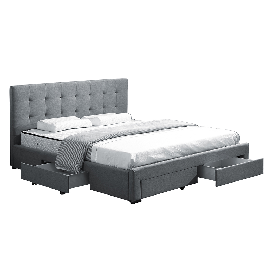 Levede Wooden Bed Frame Double Queen King Fabric Storage Mattress Base Gas Lift - Picture 103 of 159