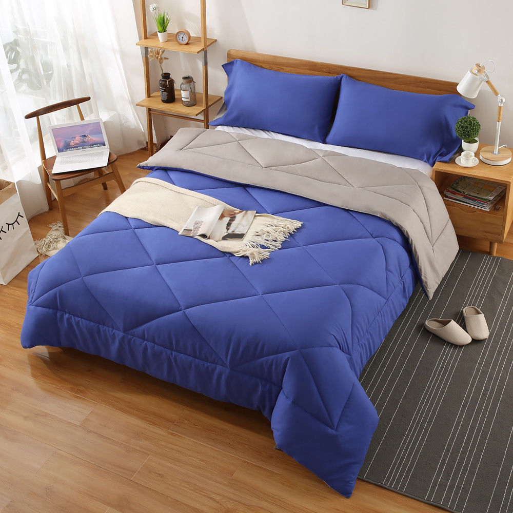 Microfibre Reversible Quilt Duvet Doona Cover Set Double/Queen/Super