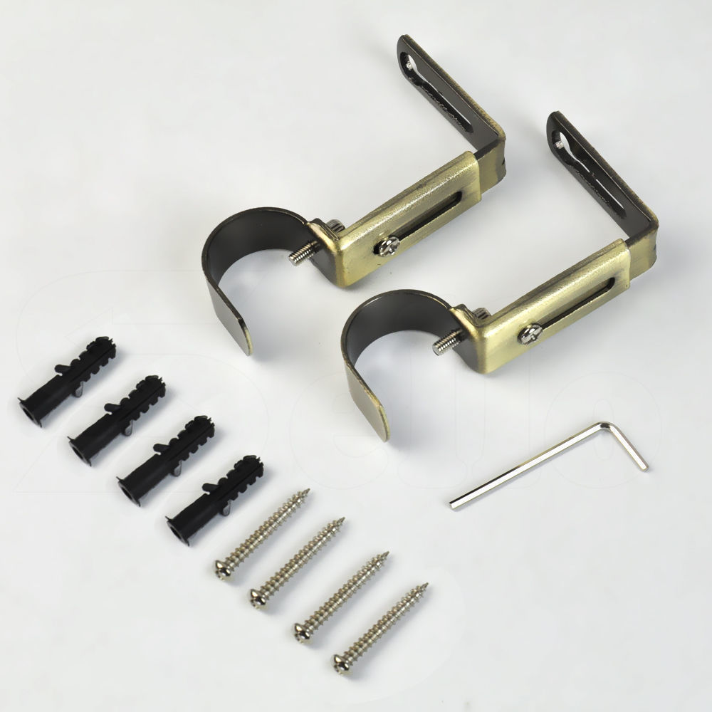 Curtain Rod Metal Pole Rail Finial Set Extendable 120 210 160 300
