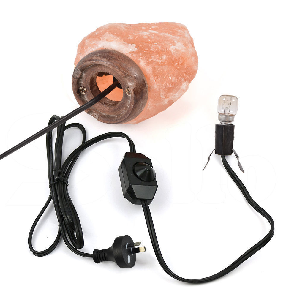 Himalayan Salt Lamp Rock Crystal Natural Light Dimmer Switch Bulbs Cord