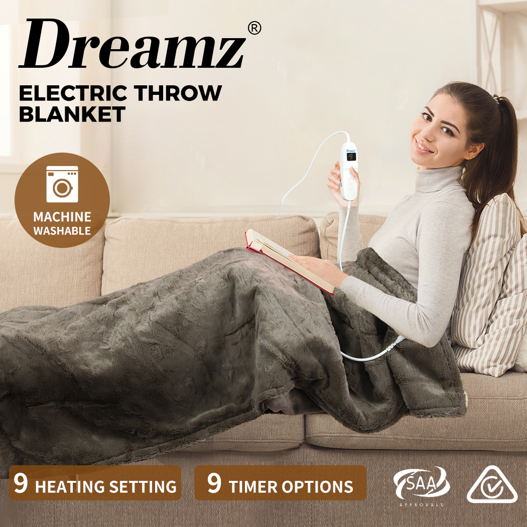 Dreamz Electric Throw Blanket Heated Washable Heating Winter Warm Rug 160x130cm - Picture 21 of 50