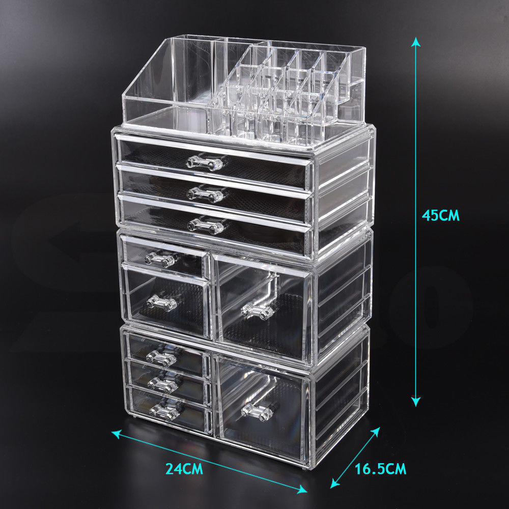 9 Drawer Clear Acrylic Cosmetic Makeup Organizer Jewellery Storage