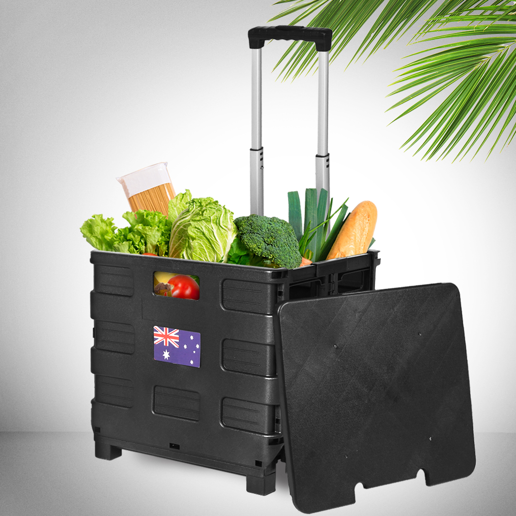 Foldable Shopping Cart Trolley Basket Rolling Folding Grocery Luggage Portable - Picture 23 of 70