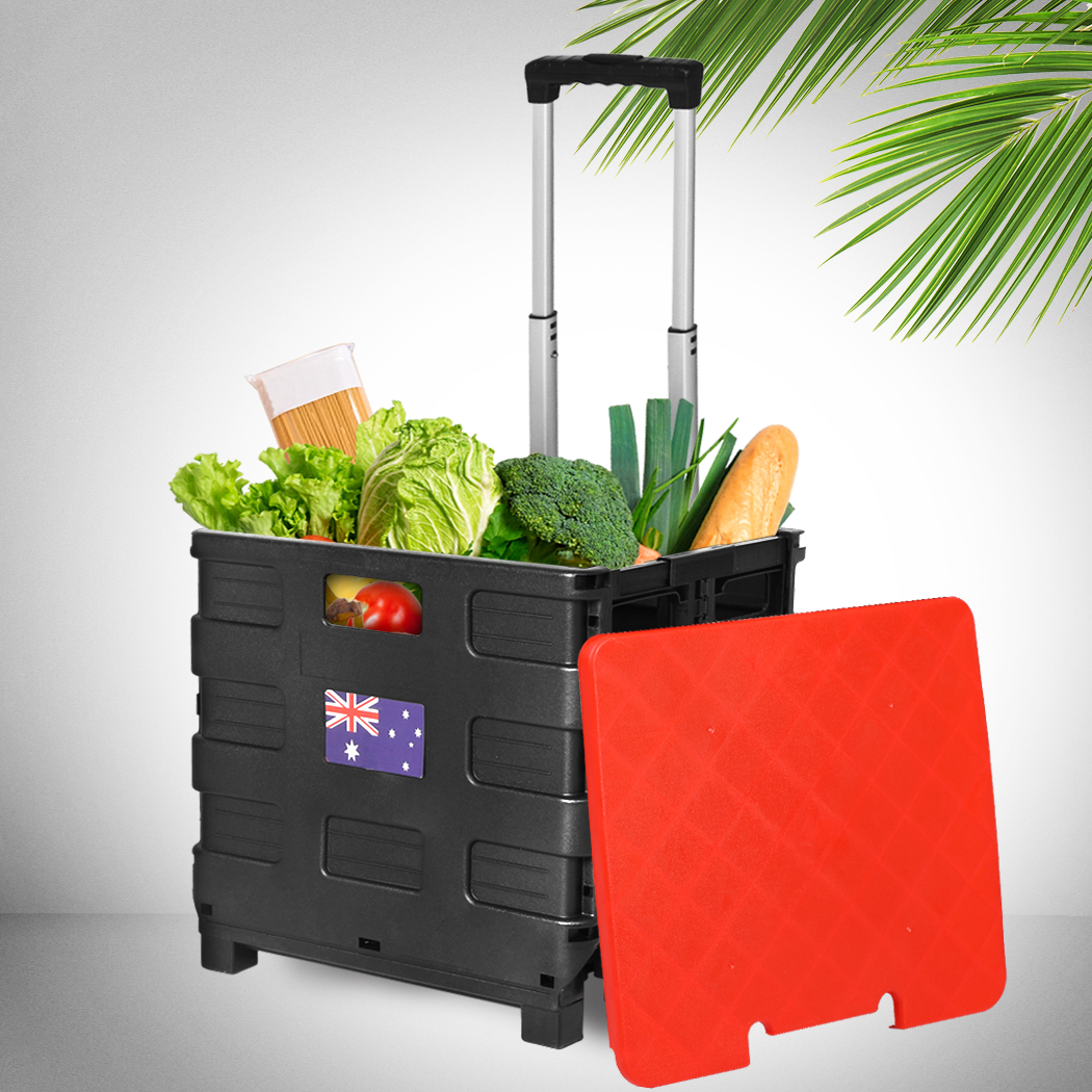 Foldable Shopping Cart Trolley Basket Rolling Folding Grocery Luggage Portable - Picture 35 of 70