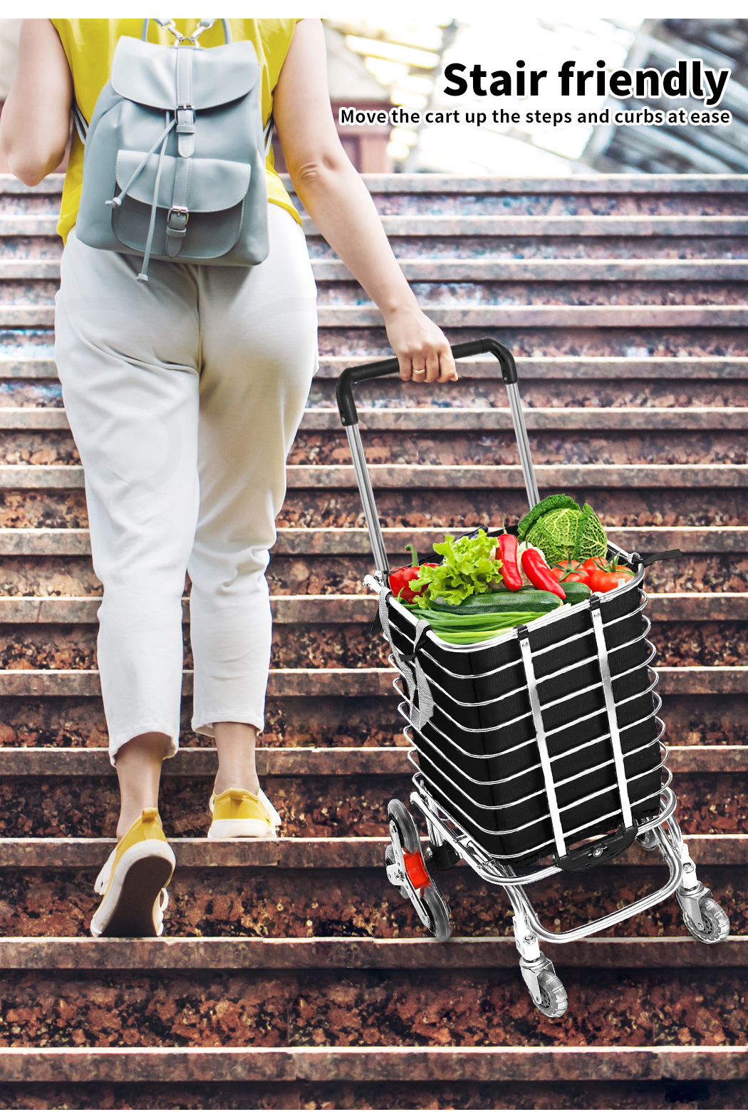 Foldable Shopping Cart Trolley Basket Rolling Folding Grocery Luggage Portable - Picture 67 of 70