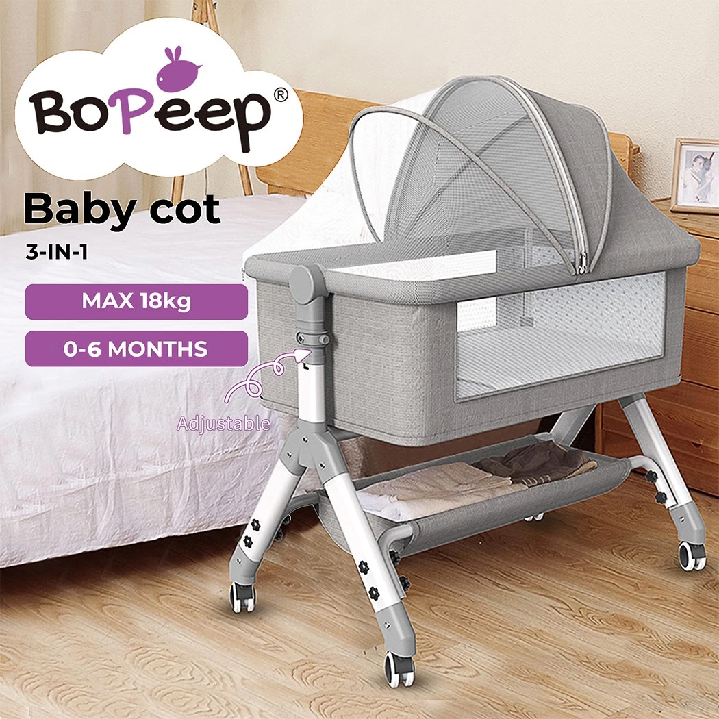 Bopeep Baby Cot Bed Crib Portable Bassinet Safety Fence Adjustable Bedside Pink - Picture 12 of 31