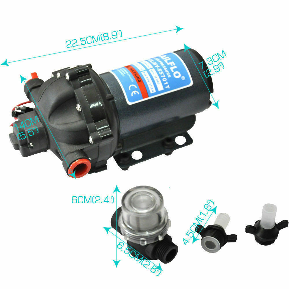 12V 4/6/8/20 Lpm SelfPriming Water Pump High Pressure Caravan Camping